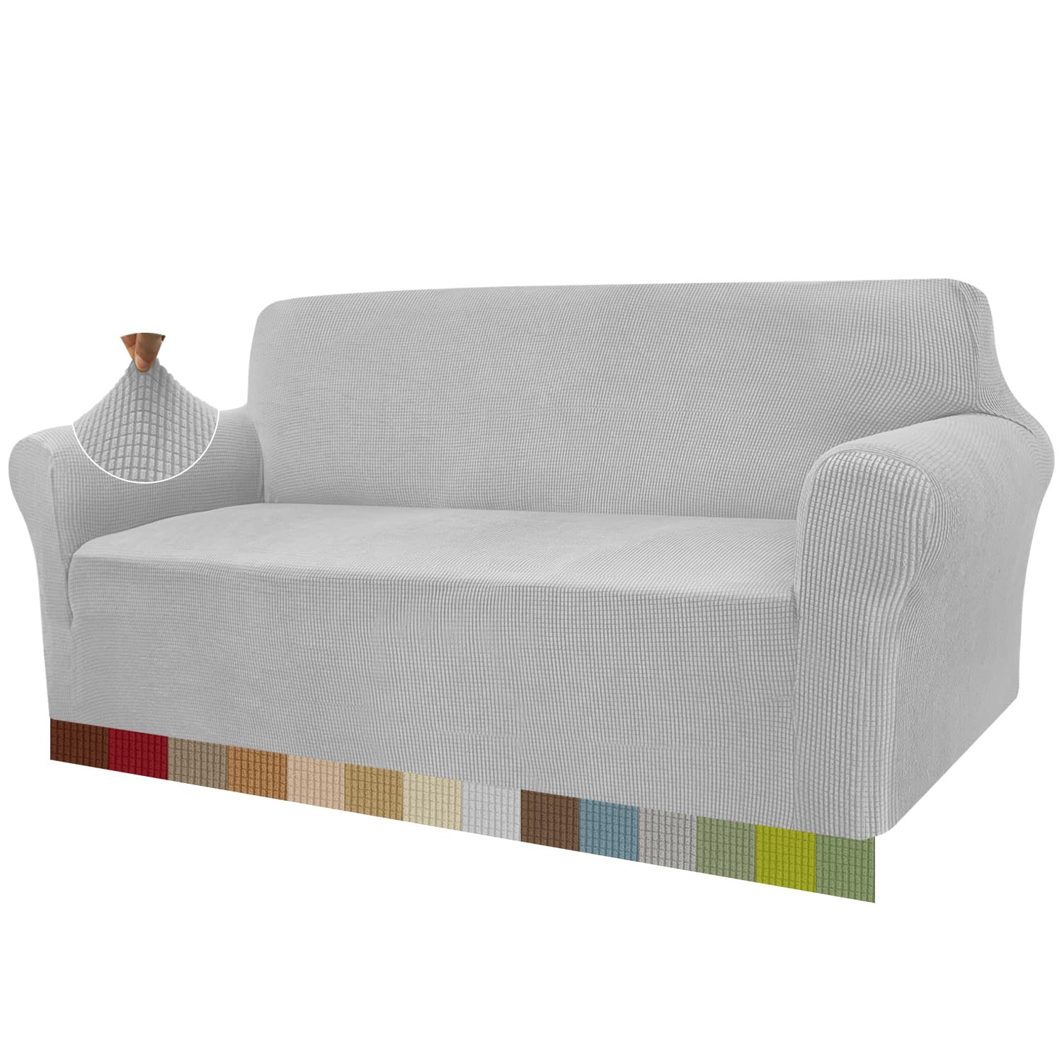 Granbest Copridivano ad alta elasticità, moderno copridivano jacquard, elasticizzato, per soggiorno, protezione per cani, animali domestici (3 posti, grigio argento)