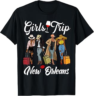 Girls Travel New Orleans Holiday Funny Black Lady Queen T-Shirt