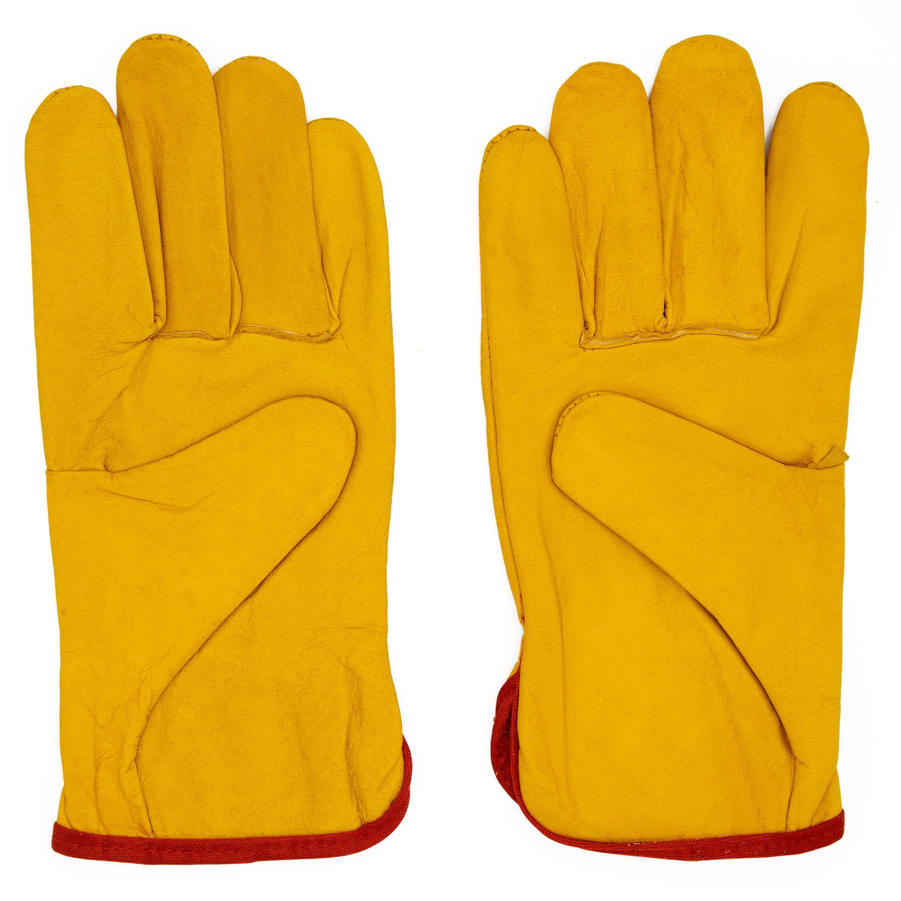 Guantes de Trabajo de Piel Flor de Vacuno Amarillos, Guantes de Protección para Jardinería, Soldadura, Construcción, Guantes de Cuero Antidesgarros, Abrasión, Guantes de Protección CAT 2