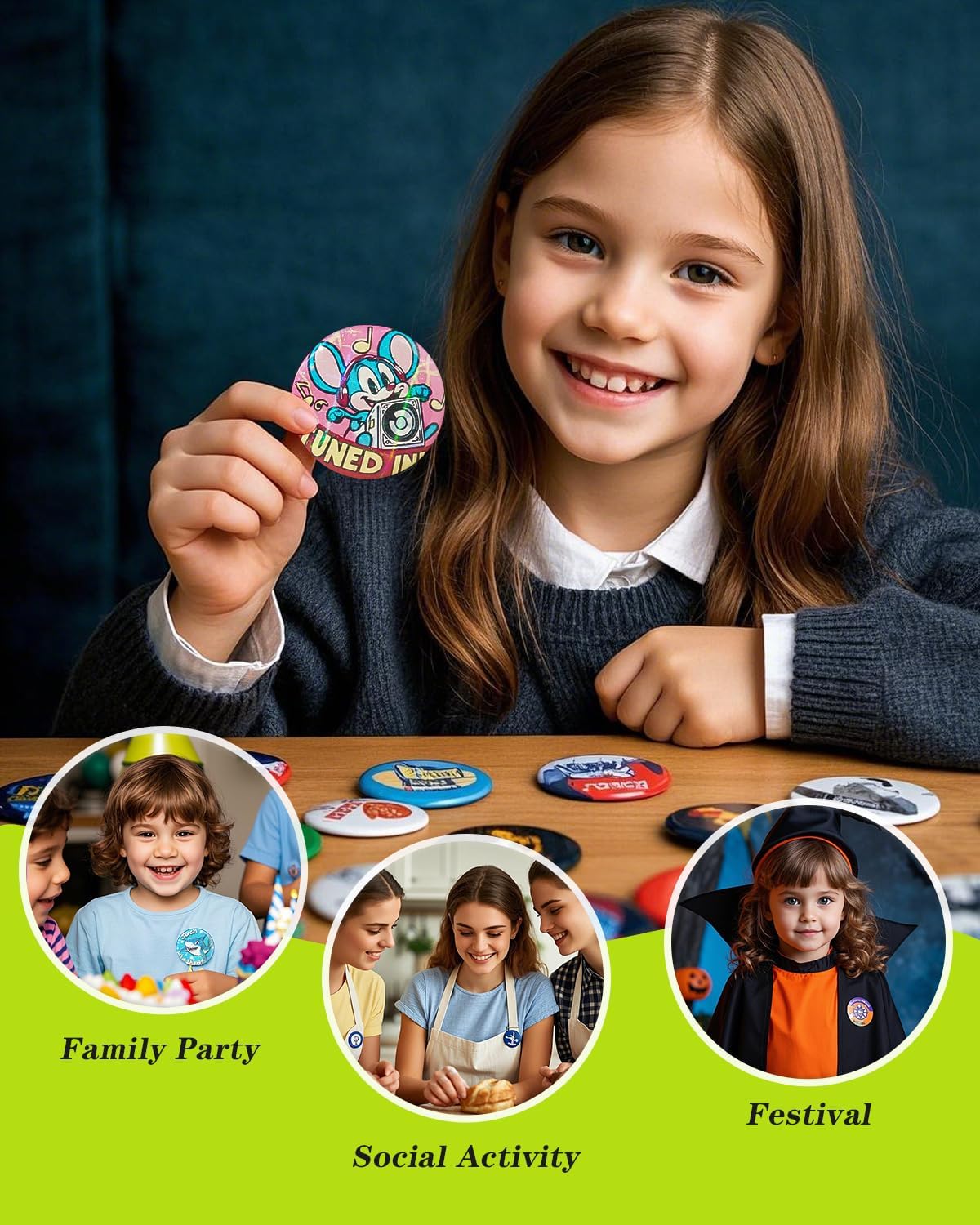 200 Sets Button Maker Supplies for Pin Maker Machine Kit Button Maker Machine, 200 PCS Sparkling Stickers, 100 Laser Back 100 Starry Back 200 Shell for Button Press