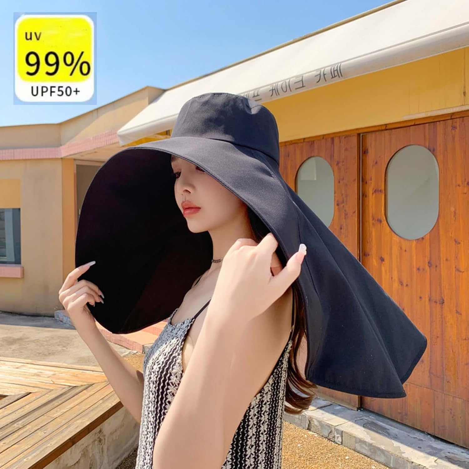 Sun Hats Women Sun UV Protection Wide Brim Shawl with Neck Flap Hiking Visor Hat Outdoor Summer Beach Fishing Hats - Image 2