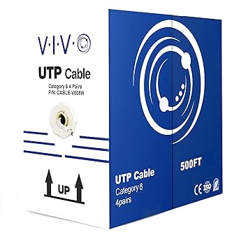 VIVO 500ft Bulk Cat6 Wire, CCA Ethernet Cable, 23 AWG, UTP Pull Box, LAN Network, White, CABLE-V006W