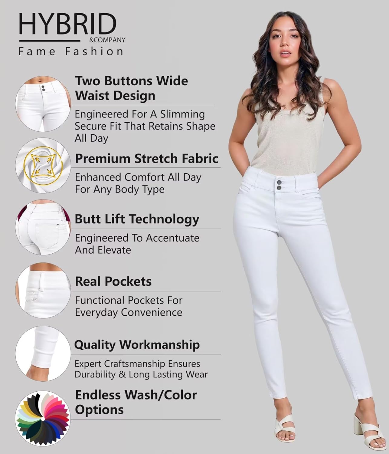 Hybrid & Company Women's Butt Lift V2 Super Comfy Stretch Denim Skinny Jeans - Image 4