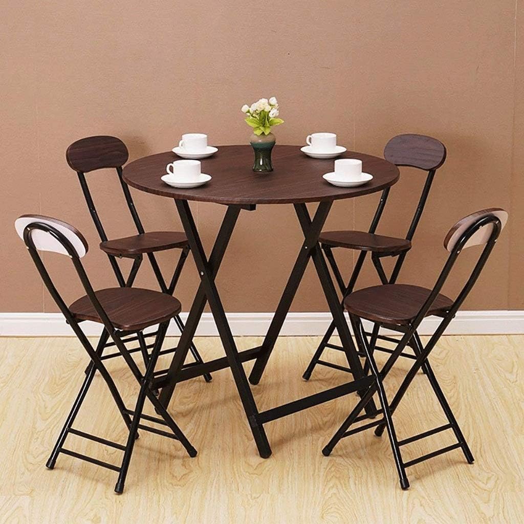 Folding Table，Patio Round Folding Bistro Table,Outdoor Portable Dining Table, Wooden Footing Frame(E)