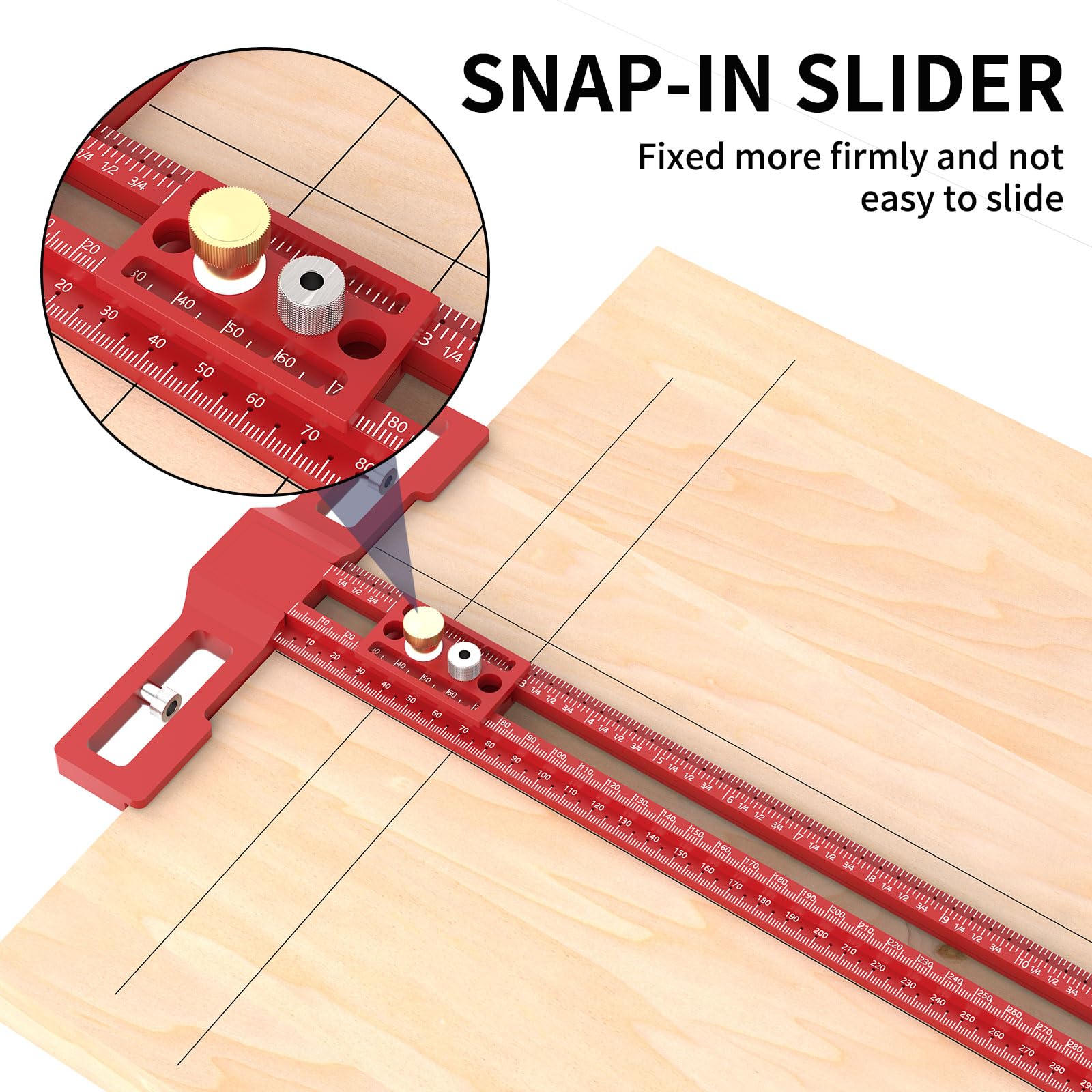 Righello per la lavorazione del legno tipo T, 40,6 cm, per lavori di falegnameria, layout e strumenti di misurazione (40,6 cm)