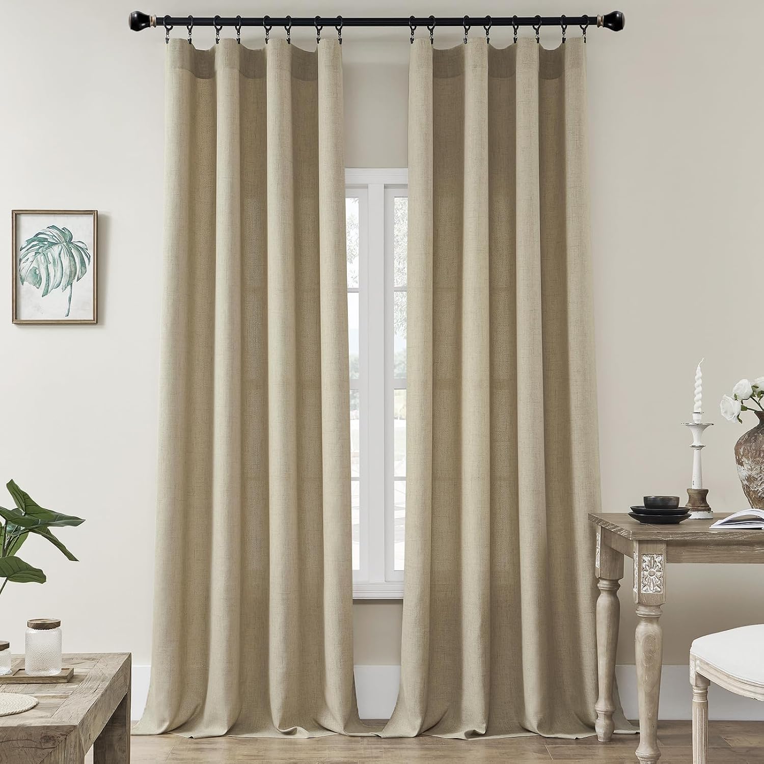 Amazon.com: Taupe Linen Curtains 84 Inches Long 2 Panels for Living