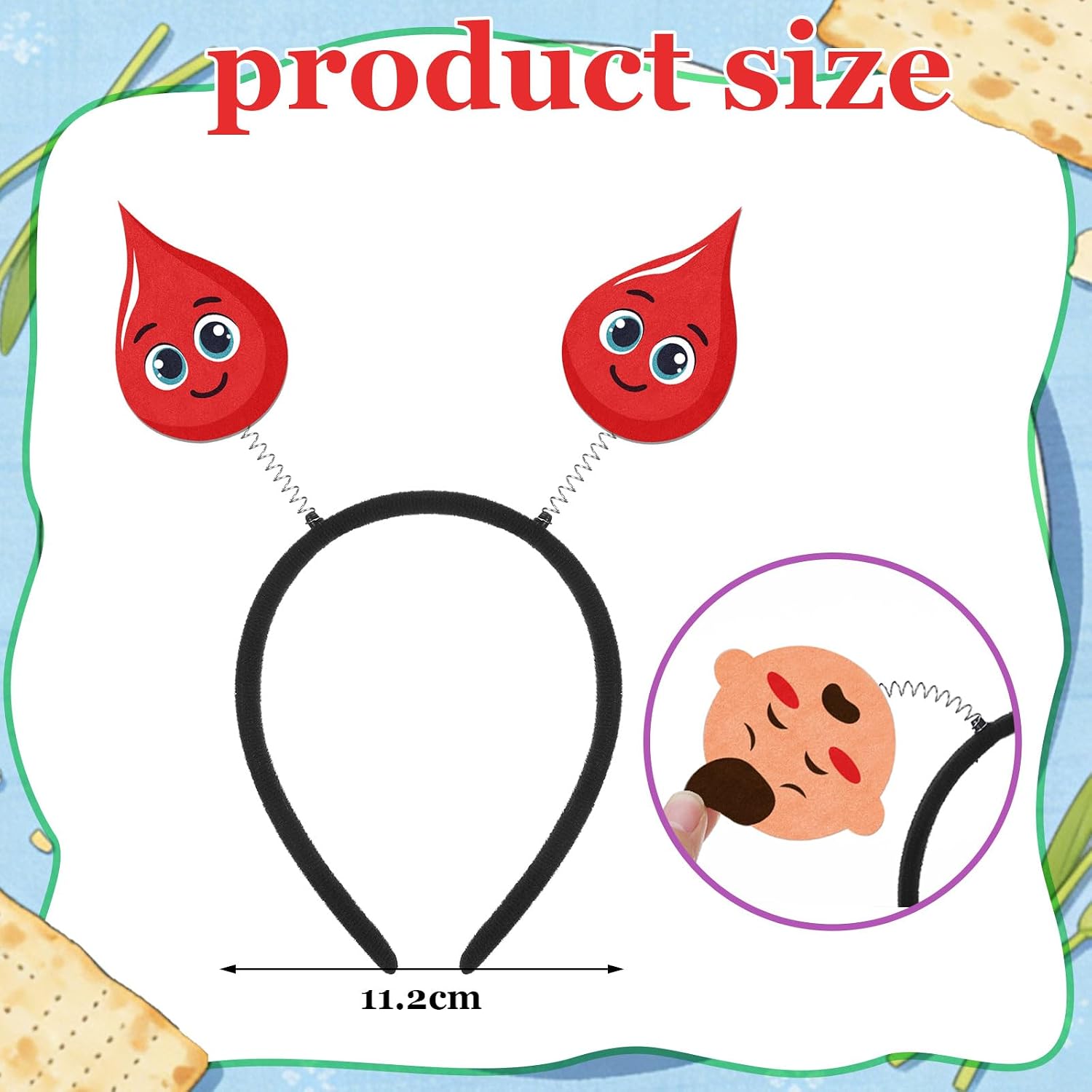 Hoteam 12 Pcs Passover Headband Plague Felt Headwear Passover Matzah Gifts Plague Crafts Jewish Holiday Party Accessories