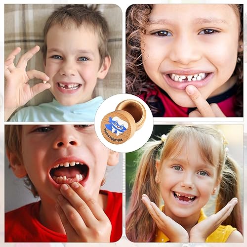 Miniatura 7 de Caja de dientes de hadas, caja de dientes de colores para niños, lindo recuerdo de hadas de madera para guardar los dientes perdidos para poner