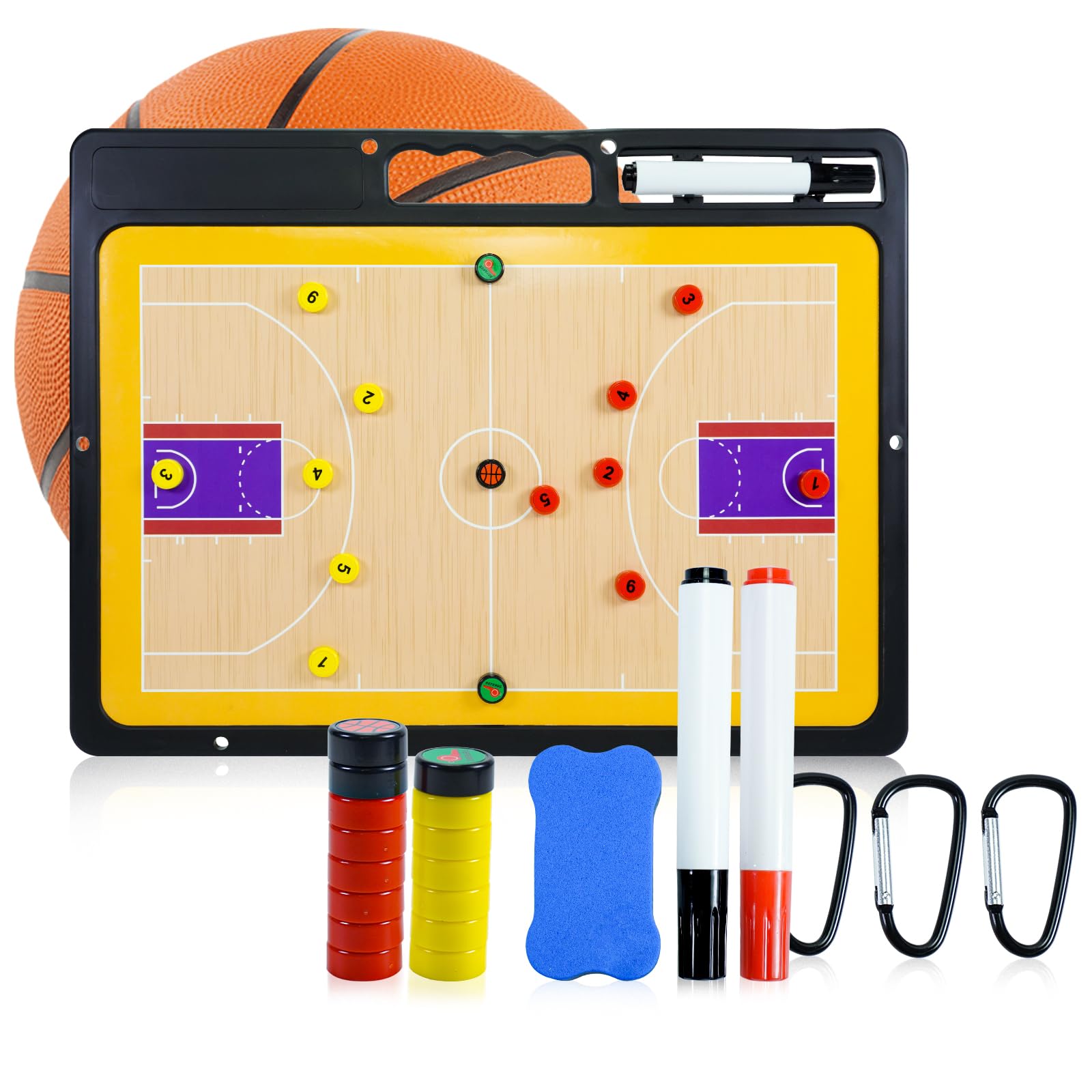 Pizarra Entrenador de Baloncesto Magnética Plegable con Imanes, Lapiceros y Borrador