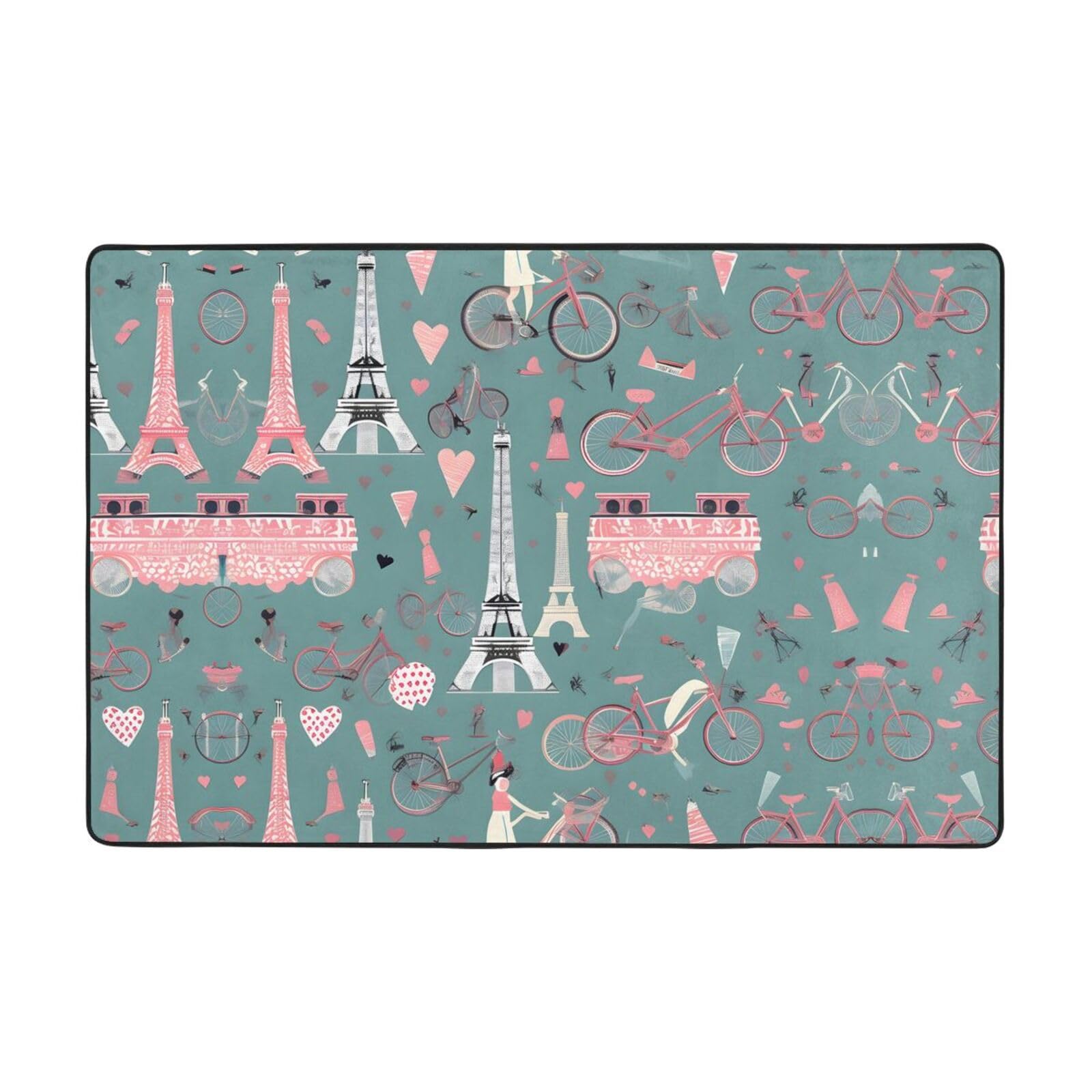 Tapis super doux imprimé romantique Tour Eiffel pour chambre parentale