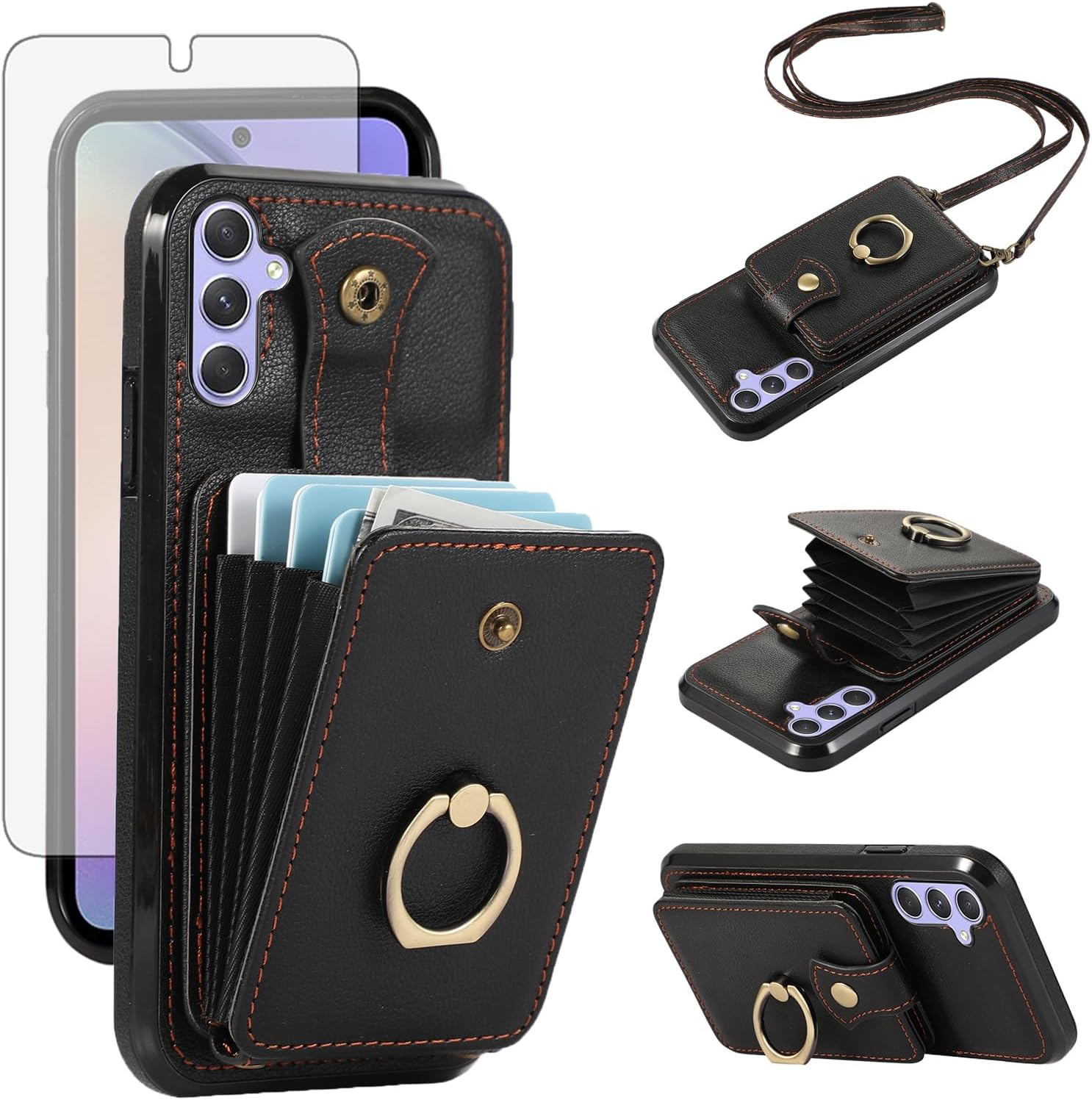 Aazon.co: Asuwish Phone Case For Sasung Galaxy S22 5G Wallet Cell Cover With Tepered Glass