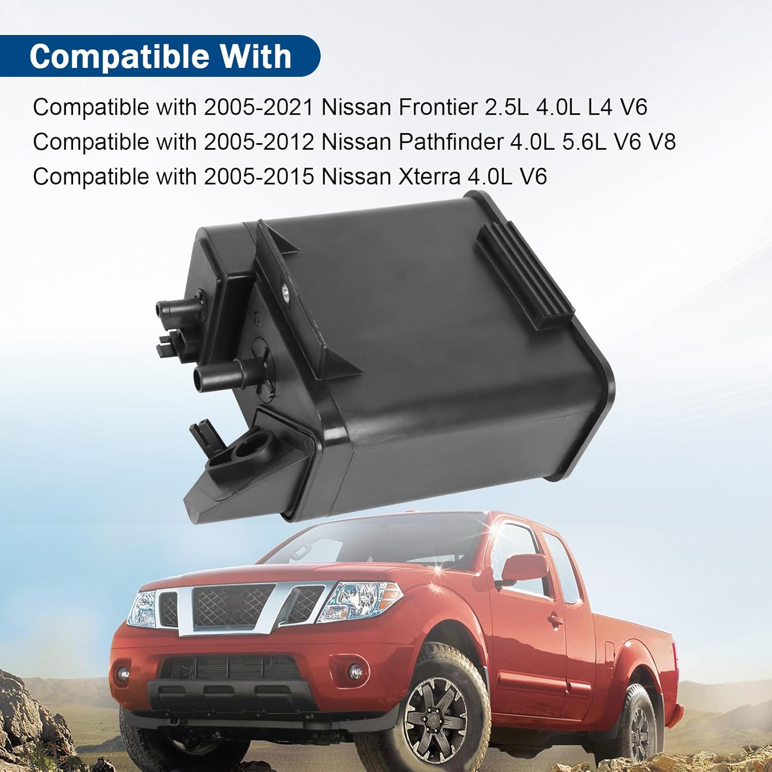 911-321 Vapor Canister Compatible with Nissan Frontier 2005-2021 Pathfinder 2005-2012 Xterra 2005-2015 2.5L 4.0L 5.6L L4 V6 V8 Evap Charcoal Canister Replaces# 14950-EA200 14950-EA20A
