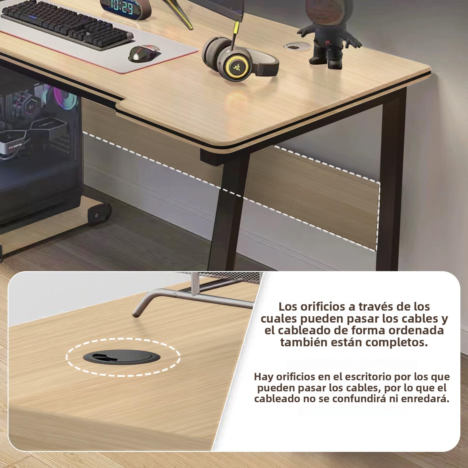 Escritorio Gaming Mesa Computador Estudio Estudiantes Arte Estilo Moderno Sencillo Mesas PC Madera para Hogar, Oficina