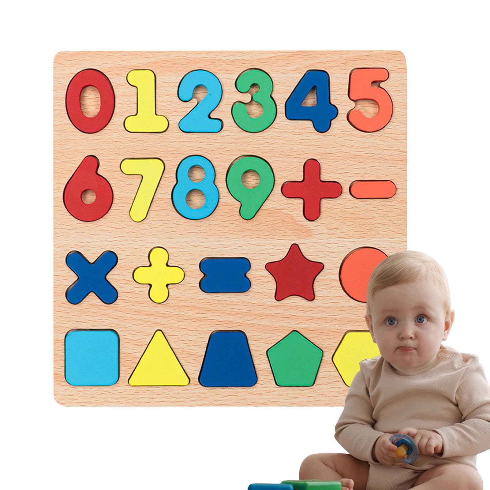 Puzzle In Legno Per Bambini 3+ Anni, 3 Pezzi (lettere, Numeri, Forme) - Gioco Educativo Per Apprendimento Precoce