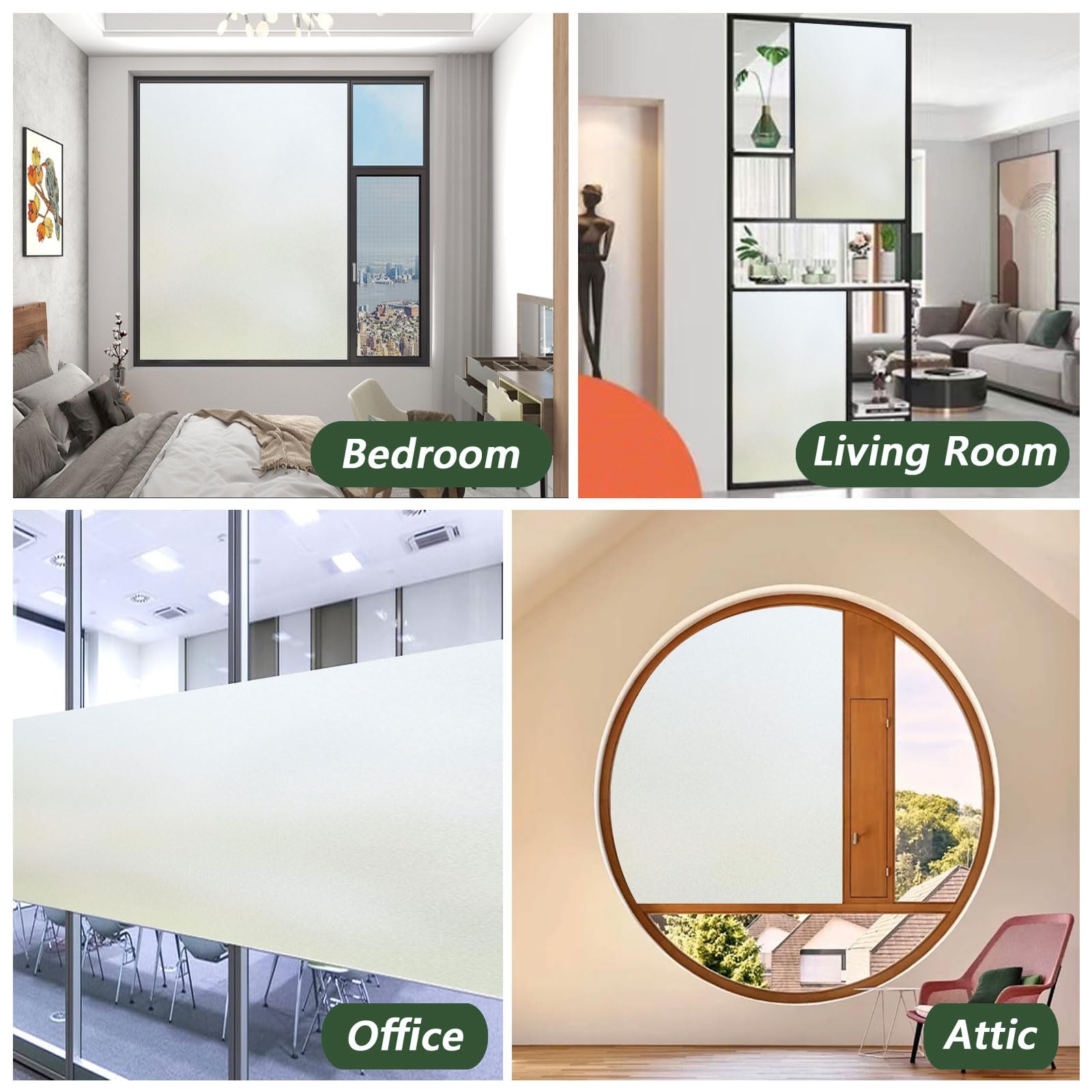 Film Fenetre Anti Regard Adhésif 85 x 350 cm Opaque Bon Intimité Anti UV Occultant Fenêtre, Brise-Vue Cache Occultant pour Vitre, Vitrage, Douche, Mat Pur