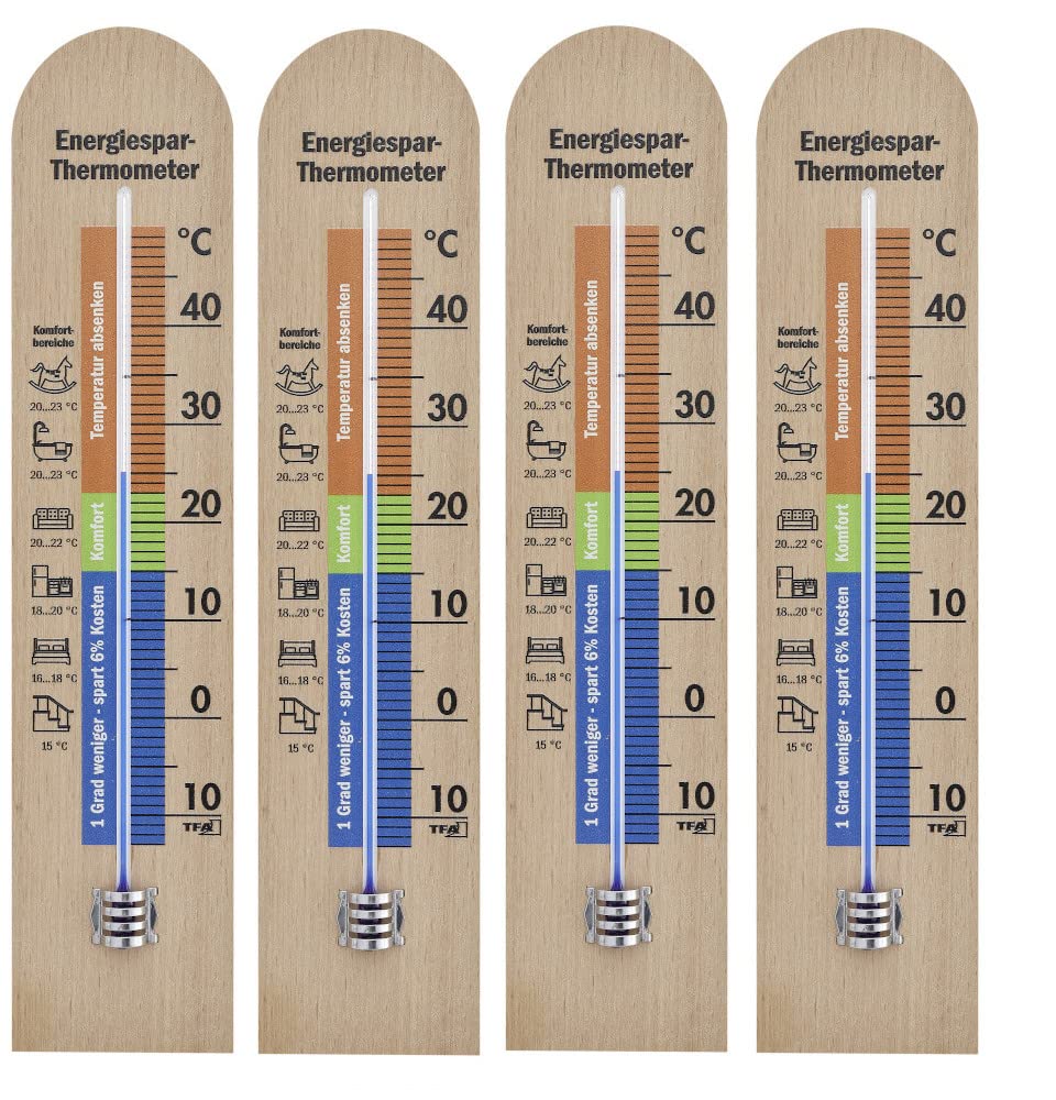 TFA Dostmann Termometr energooszczędny, 12.1055.05, termometr wewnętrzny, z energooszczędnymi wskazówkami, zakres komfortu, monitorowanie temperatury, buk (4)