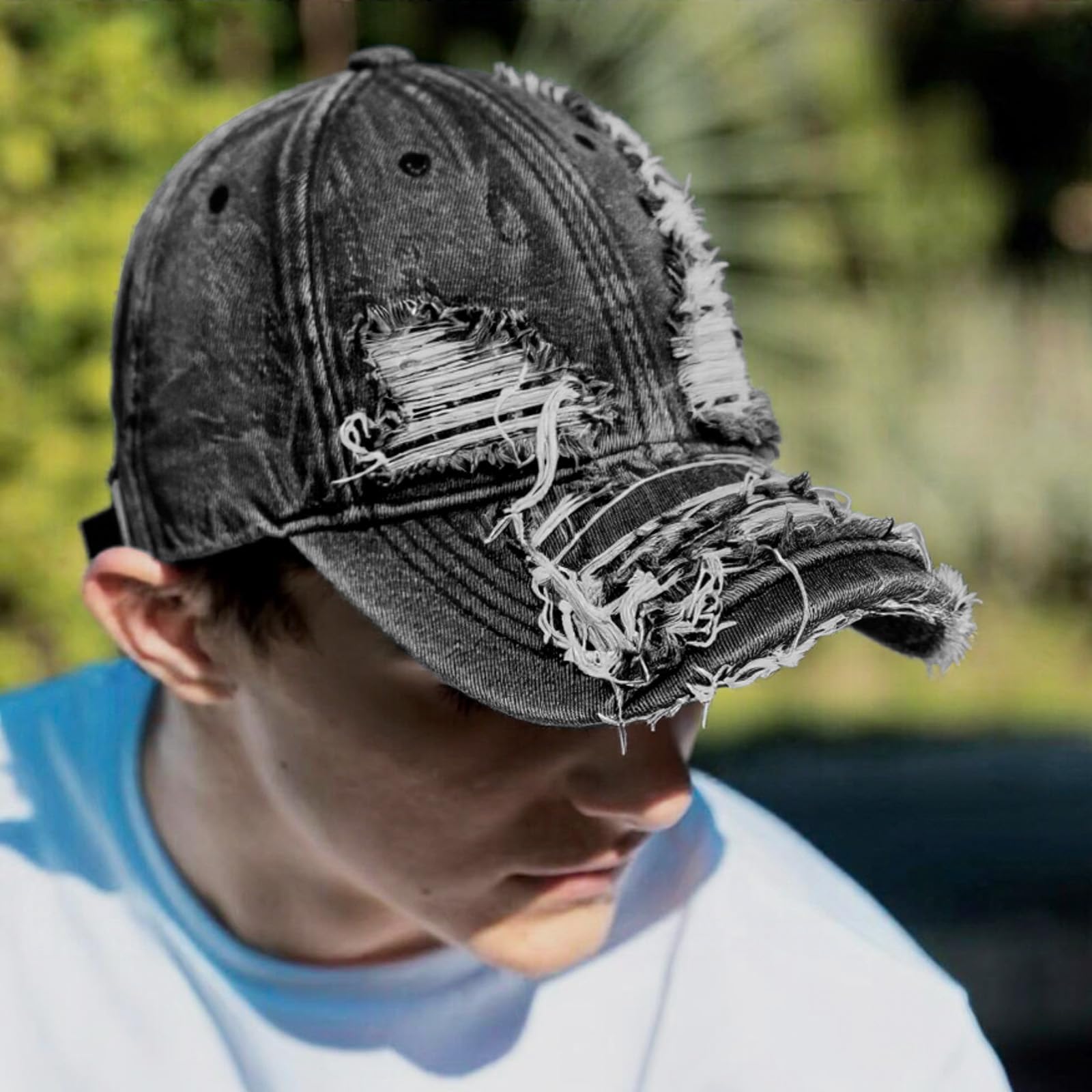 Baseball Cap,Distressed Denim Baseball Cap Trucker Hat Adjustable Low Profile Headwear Ball Caps for Women Men