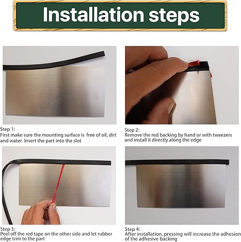 Miniatura 5 de Borde de goma, borde autoadhesivo de canal en U, protector de borde de chapa metálica, borde de ajuste de 132 a 332 pulgadas, para esquinas de mesa,
