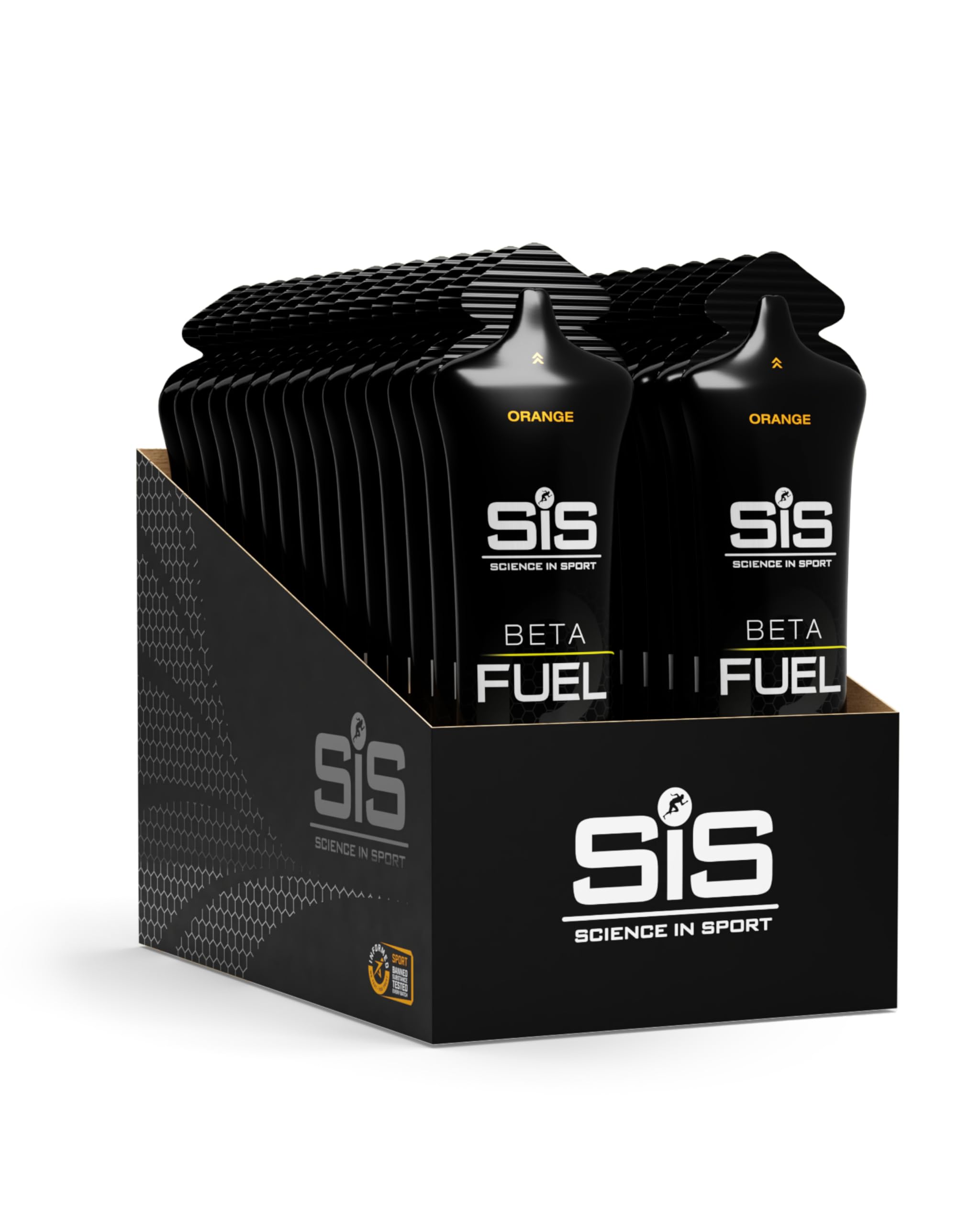 Science in Sport BETA Fuel Dual Source Gel 30 x 60ml Orange - Gel énergétique riche en glucides avec 40g de glucides - gel énergétique facilement digestible pour des performances optimales