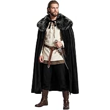 Ultrafun Velvet Viking Cloak with Faux Fur Collar | Medieval Renaissance King Costume Cape for Men Women Halloween Cosplay