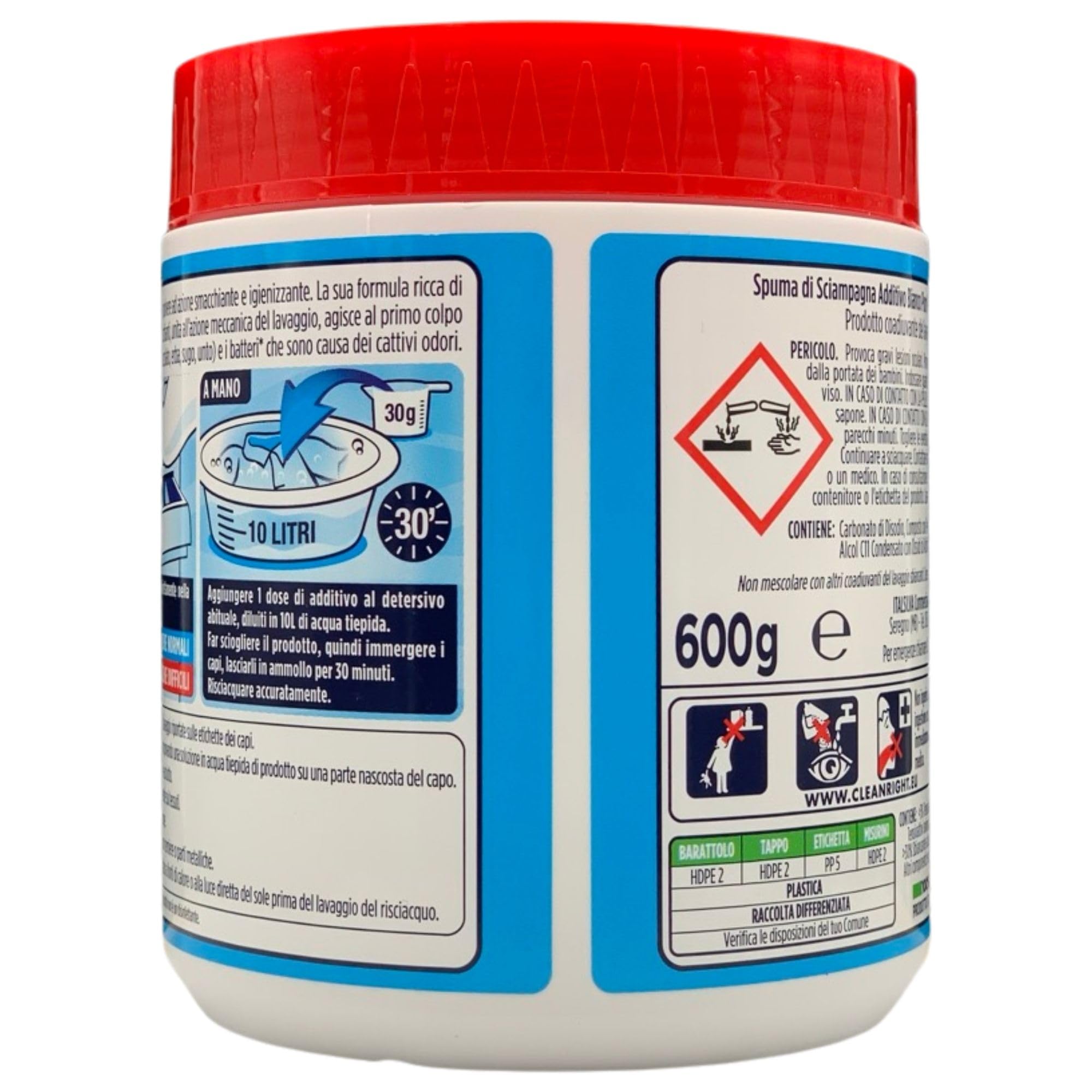 Detergente In Polvere Smacchiatore Additivo BIANCO PURO Igienizzante, Con Ossigeno Attivo. Per Bianchi e Colorati, Elimina Gli Odori 600g (4 Barattoli)