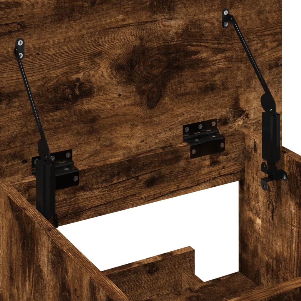 Desk Tavolo Gaming Scrivania Ufficio Tavolo Consolle Leggio con Ruote e Cassetto Rovere Fumo 55x55x107cm Multistrato per Sala Studio Camera Da Letto Studio Soggiorno