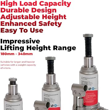 Simply Auto 4T Hydraulic Bottle Jack BJ4T (4 Tonne, 4000kg), silver