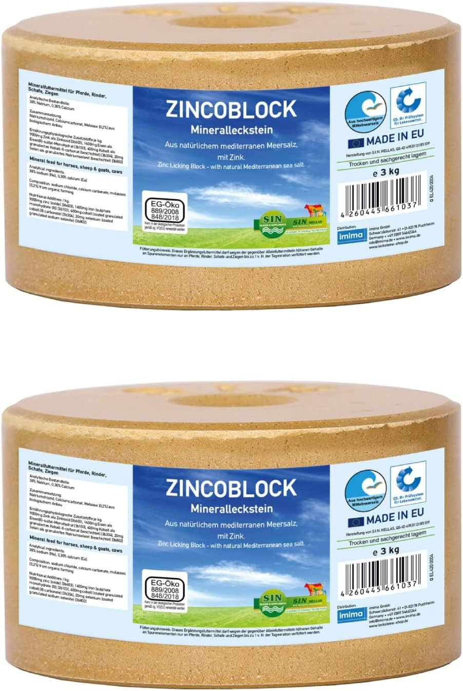 ZINCOBLOCK 2x3kg – Pietre da leccare per Cavalli con Zinco, Ferro, Cobalto e Selenio – Sale mediterraneo – integratore Minerale