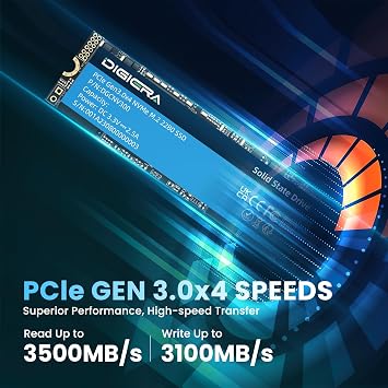 DIGIERA 512GB NVMe SSD 3500MB/s Read Internal SSD Hard Drive M.2 PCIe Gen 3.0 x4 Solid State Drive M.2 2280 SSD for Gaming Laptops and Desktop PCs