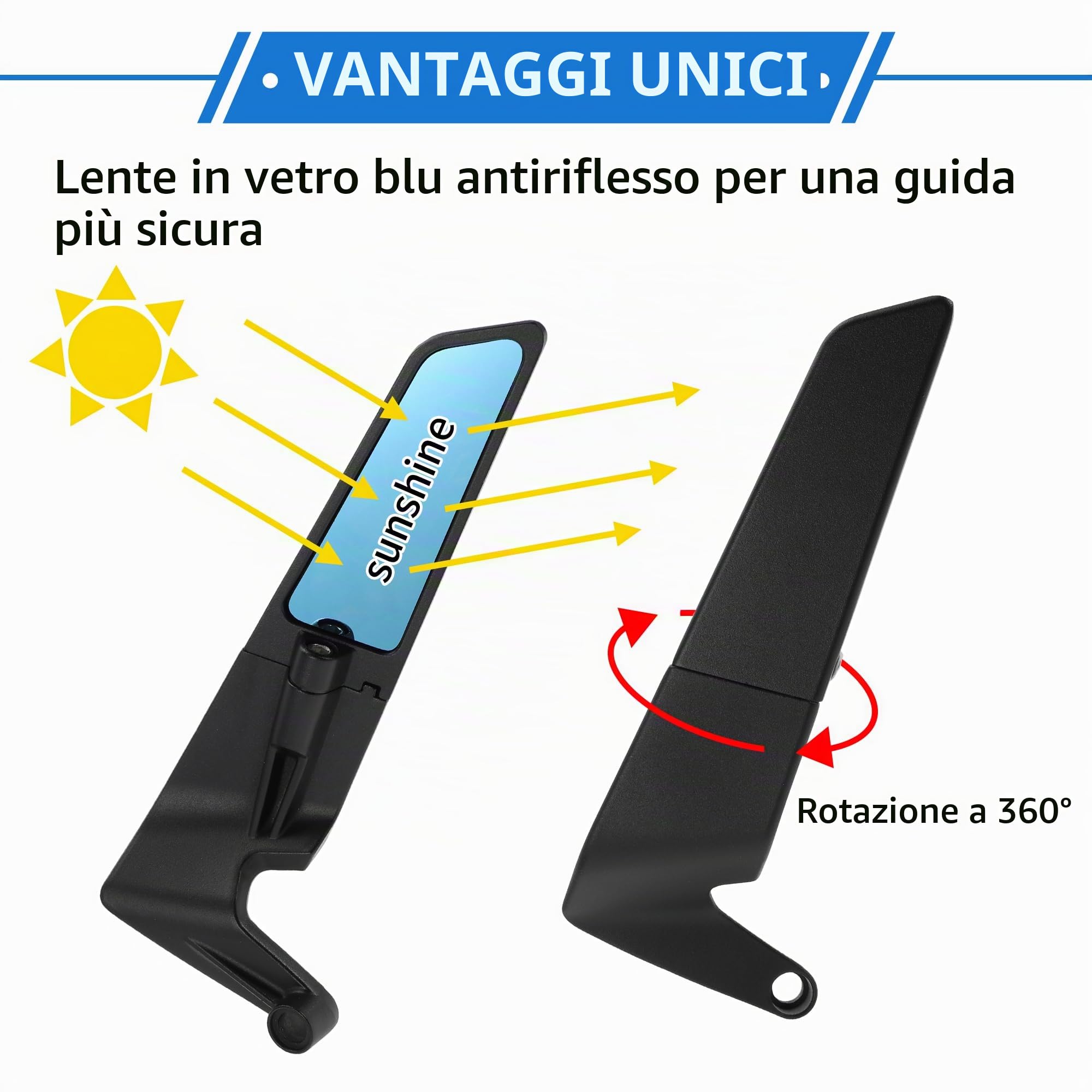 Specchietti Retrovisori Per Moto Nero 1 Set Regolabili Alluminio