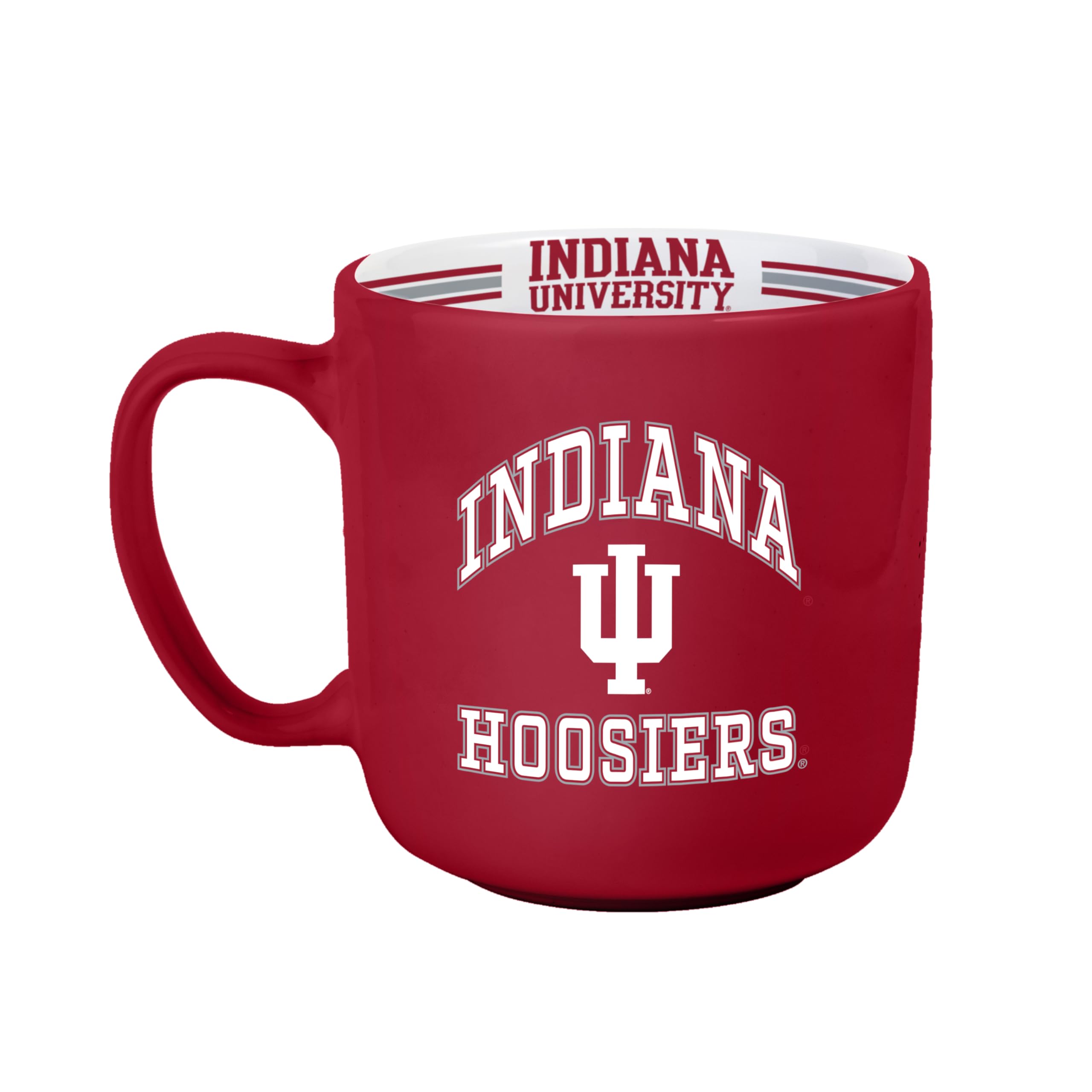Logo Brands NCAA Indiana Hoosiers 15oz Stripe Mug - Team Logo, Inside Print, Standard Handle, Microwave &amp; Dishwasher Safe