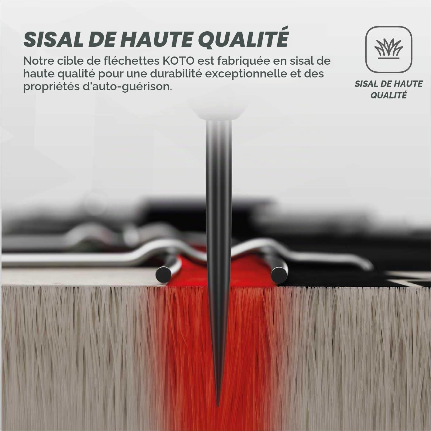 KOTO – King Classic Cible Fléchette Liège, Dimensions Officielles, pour Fléchettes à Pointe Acier, Fil Ultra Fin, Jeu de Flechette