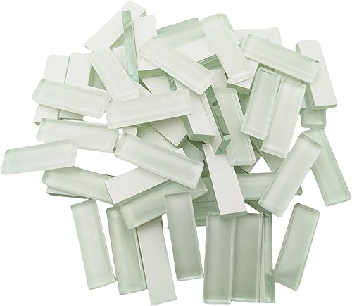 Tiras de mosaico de vitrales para manualidades, 7.05 oz (0.44 libras) Piezas de mosaico transparente para manualidades, azulejos de mosaico, Blanco