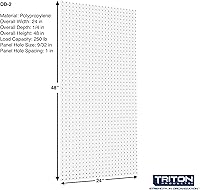 Vista 2 de Triton Products DB-2 DuraBoard - Tableros de polipropileno de 24" x 48" x 1/4" con tamaño de agujero de 1/4", paquete de 2, color blanco