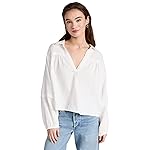 Free People Women's Yucca Double Cloth Blouse, Optic White, XS