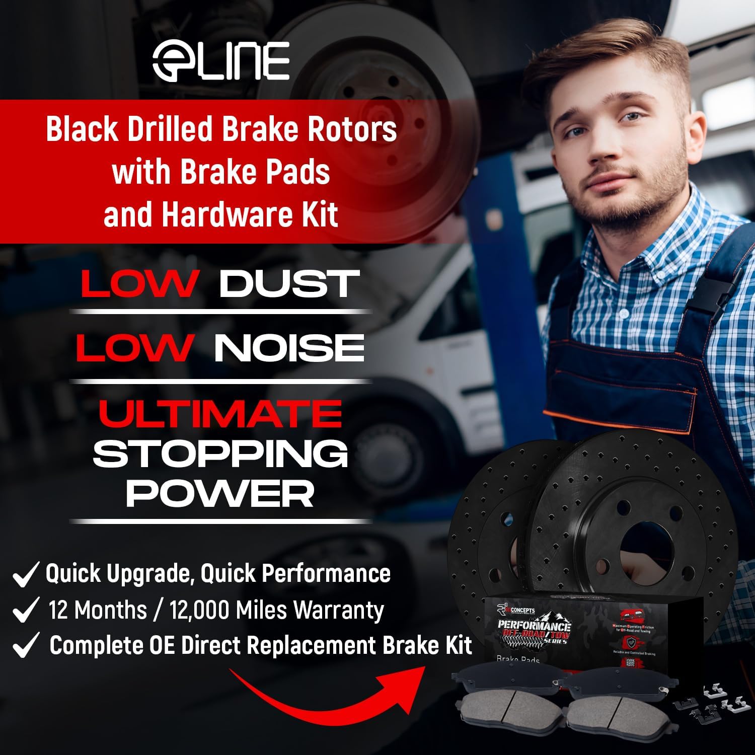R1 Concepts Rear Brake Kit For 2008-2021 Lexus LX570, Toyota Land Cruiser; 2007-2021 Toyota Tundra| Drilled Slotted Brake Rotors| Off-Road/Tow Brake Pads and Rotors Kit|Hardware included