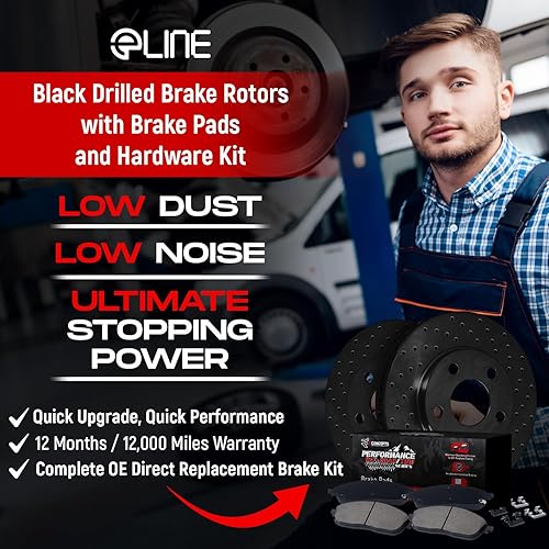 Miniatura 3 de R1 Concepts Kit de freno delantero y trasero para Chevrolet Silverado 2011-2019, GMC Sierra, rotores de freno ranurados perforados, kit de pastillas