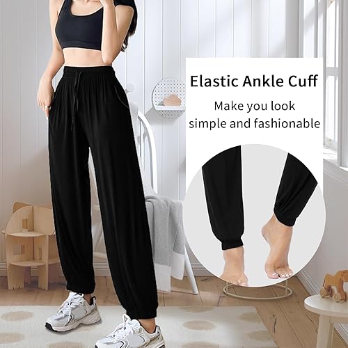 Miniatura 3 de ASIMOON Pantalones deportivos de yoga para mujer con bolsillos, ligeros, holgados, casuales, cómodos, elásticos, para correr, entrenar, descansar