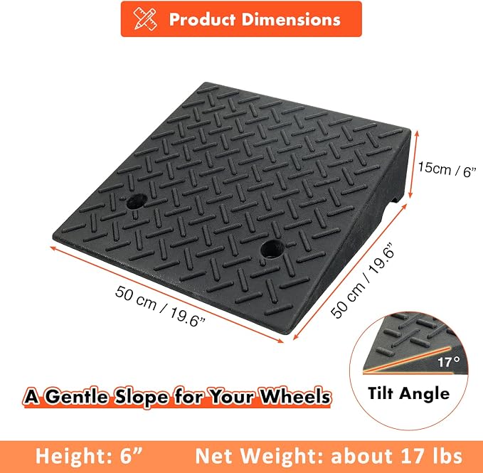 Rampas de goma 2 piezas 19.6x19.6x6 pulgadas carga 6800 lbs miniatura 2