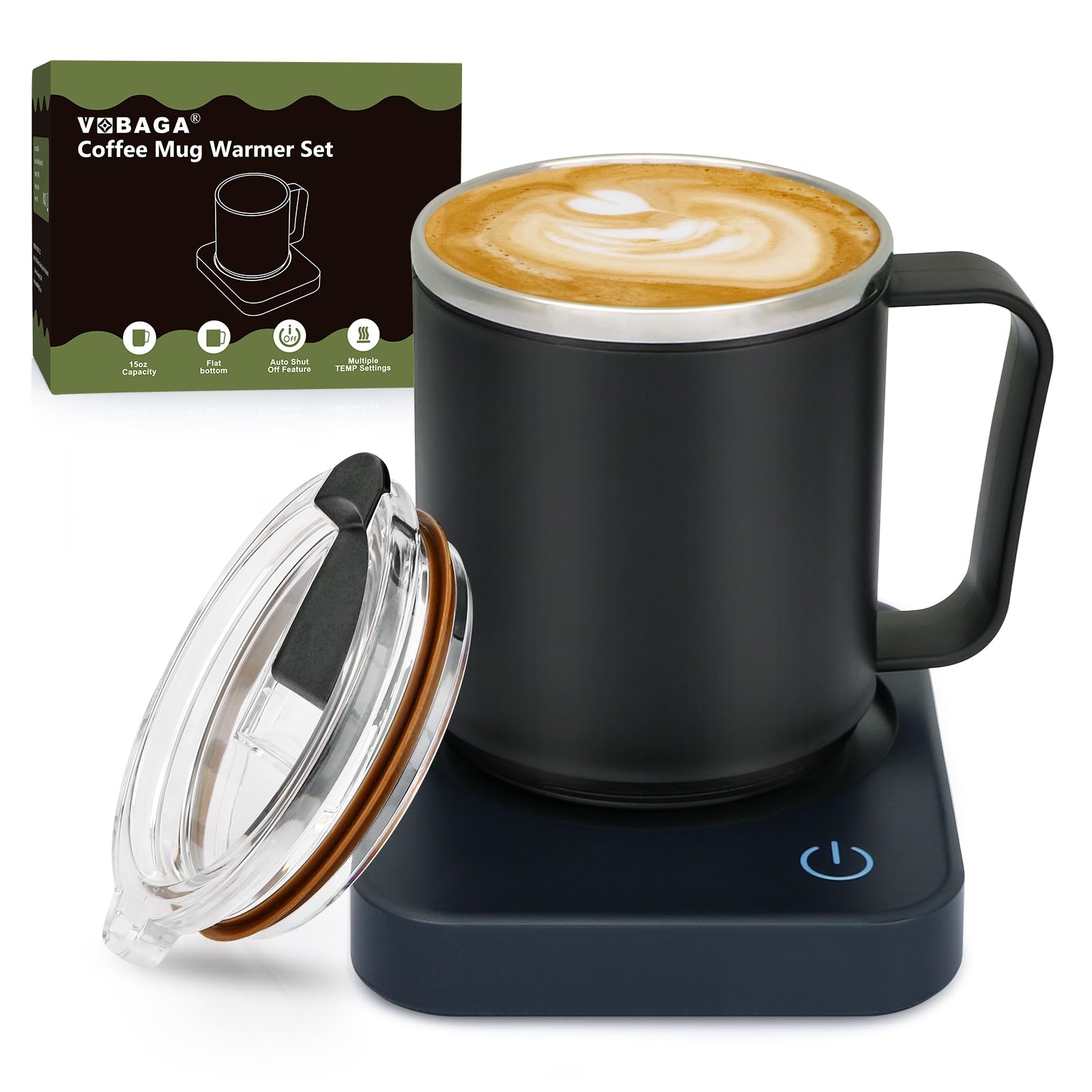 VOBAGA Coffee Mug Warmer Set with Auto Shut Off