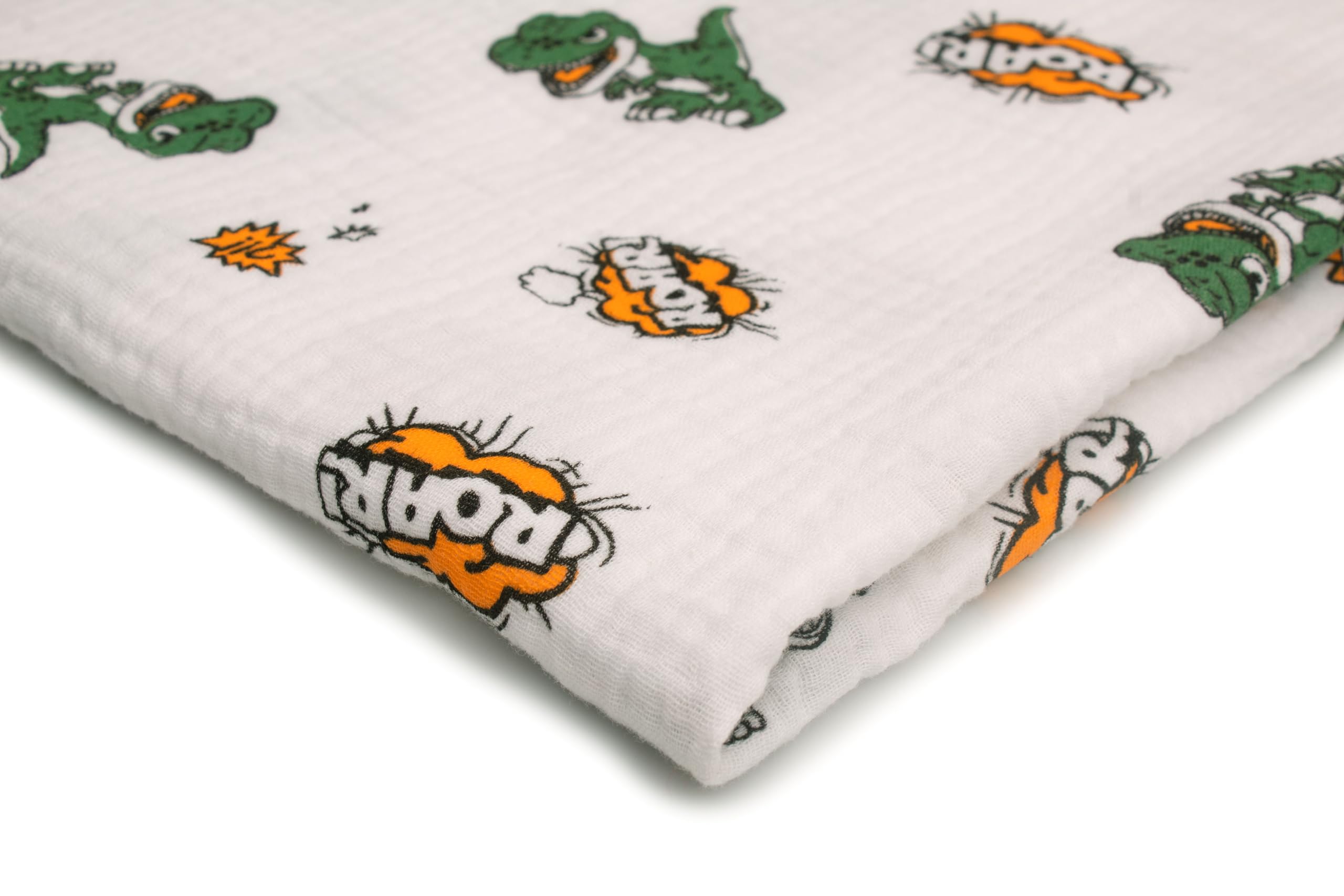 Printed Cotton Muslin, Double Gauze Fabric 50 x 130 cm (T-Rex Green)