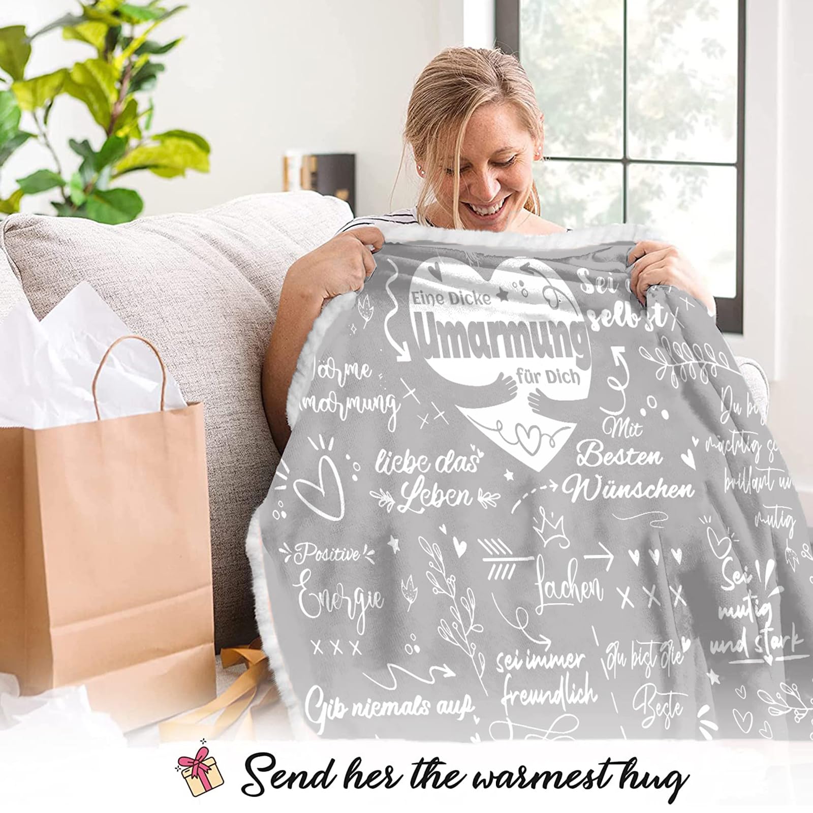 Beste Freundin Geschenke, Umarmung Decke mit Ärmeln | Geschenk Freundin Geburtstag, Mutmacher Geschenke für Freundin, Geschenke für Frauen Freundin Schwester Mama zum Weihnachten Geburtstag