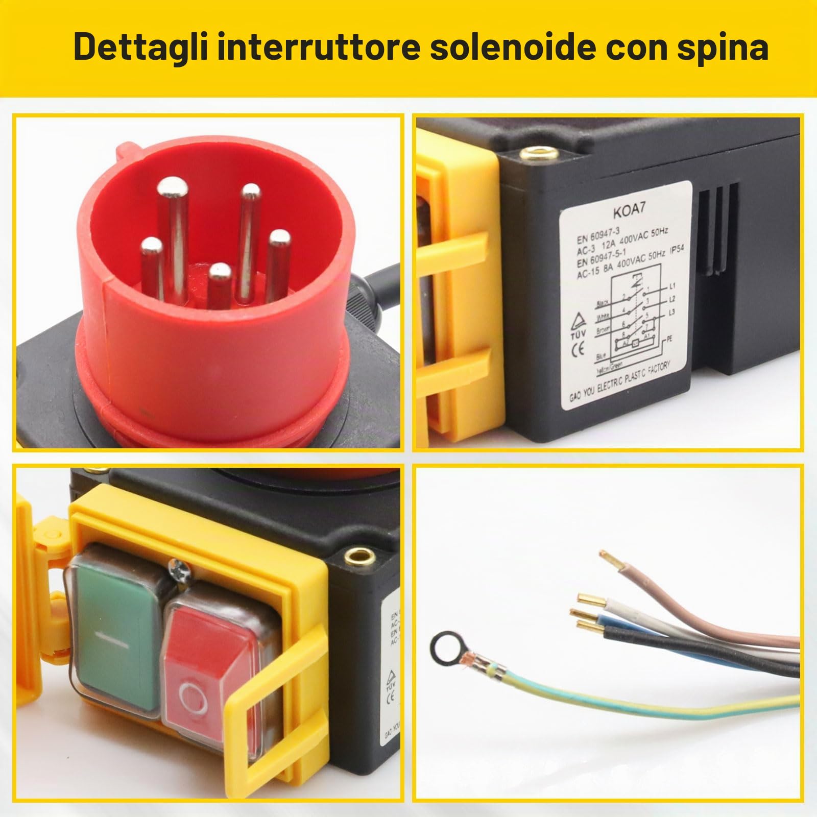 Interruttore a Macchina 400V Binghe 3 fasi 400V interruttore di emergenza, Interruttore di Sicurezza, Interruttore Elettromagnetico con spina CEE/impermeabile/commutatore di fase, Identico a KOA7