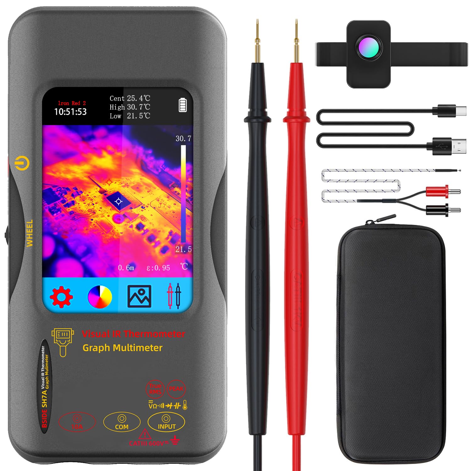 Photo 1 of BSIDE SH7A Thermal Imaging Camera Multimeter with Macro Lens 320×320 Resolution, 20000 Words Multimeter Function 3.98'' Touchscreen Infrared Thermal Camera 15 Thermal Palettes Auto-Ranging Tester