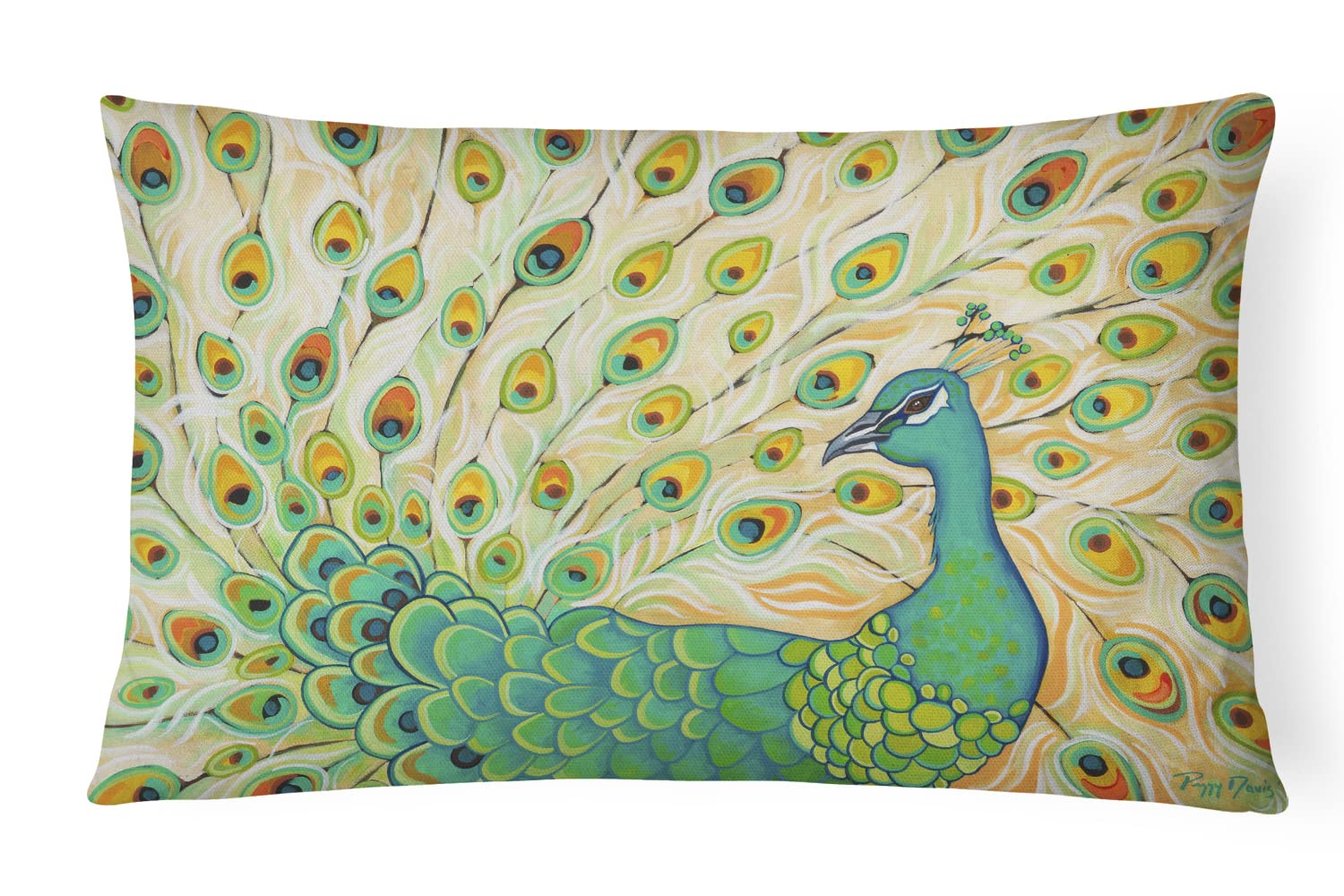 Oreiller décoratif en toile de qualité supérieure motif paon 30 x 40 cm