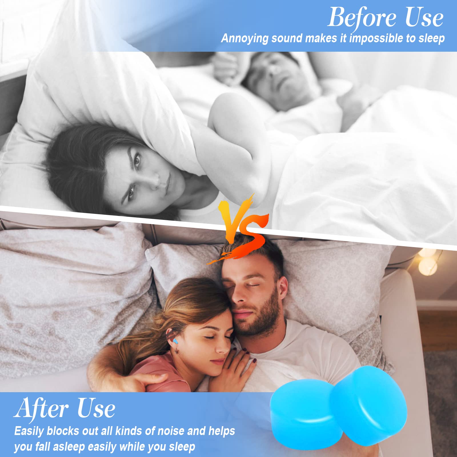 12 Paia Tappi Orecchio Silicone Riutilizzabili tappo per Dormire e Nuoto orecchia Antirumore Morbida Modellabili per Bambini e Adulti (Blu)