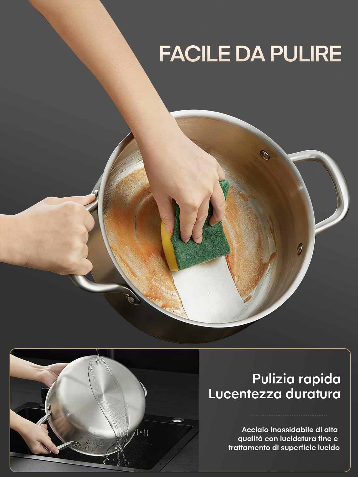 Pentole Induzione, Set Pentole Induzione 15 Pezzi, Batteria Pentole Senza Rivestimento Con Insert Per Vapore, Set Pentole Acciaio Inox Compatibile Con Tutti I Tipi Di Cucine