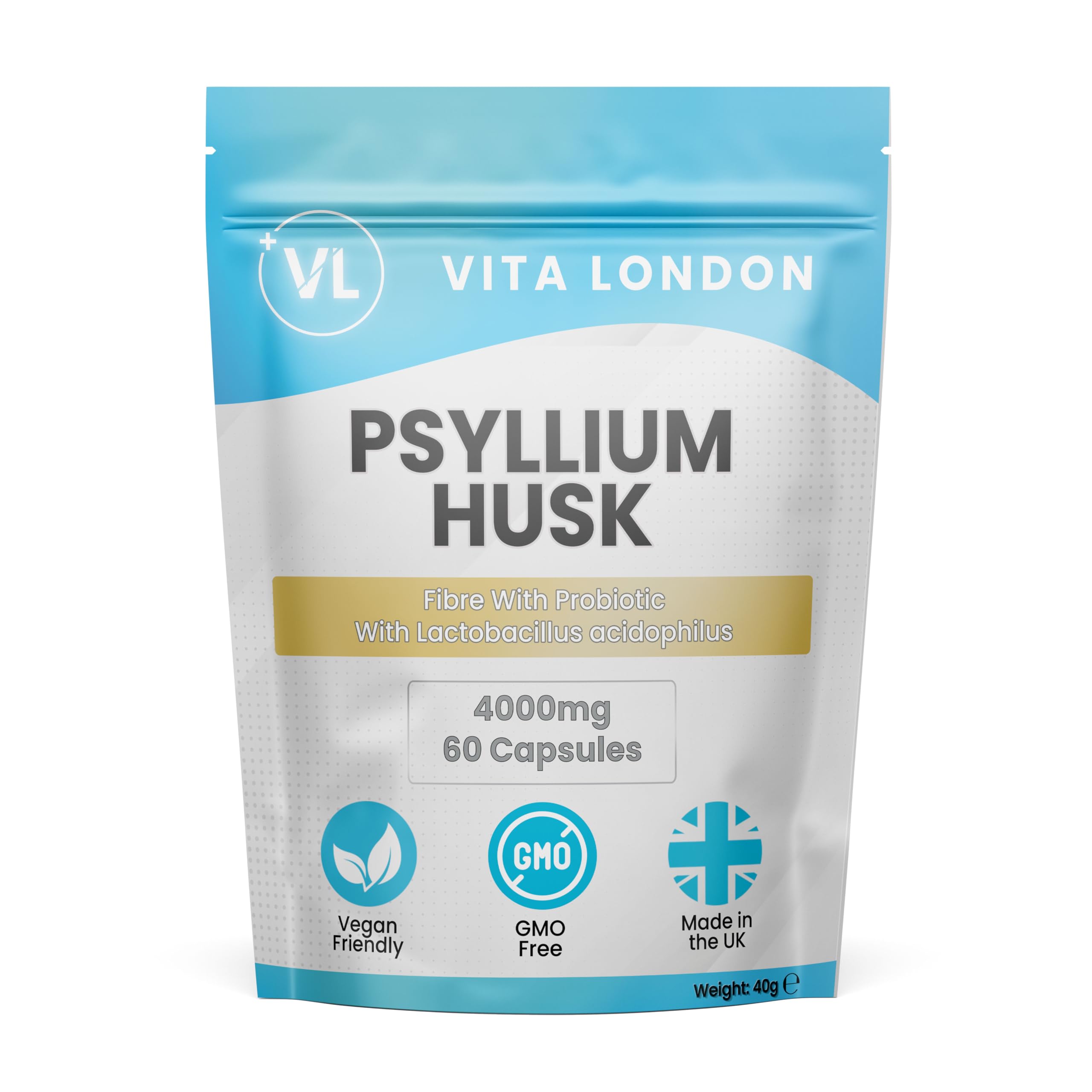 Psyllium Husk Capsules 4000mg | Fibre Supplement with Acidophilus Probiotic | 60 Capsule for Men & Women (Not Powder or Tablets) | Vegan, UK MadePsyllium Husk Capsules 4000mg | Fibre Suppleme…
