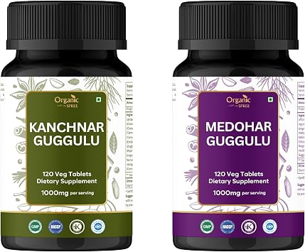 ORGANIC SPREE Kanchnar Guggulu & Medohar Guggulu 120 Tablets Each Ayurvedic Immune Health Support Formulas