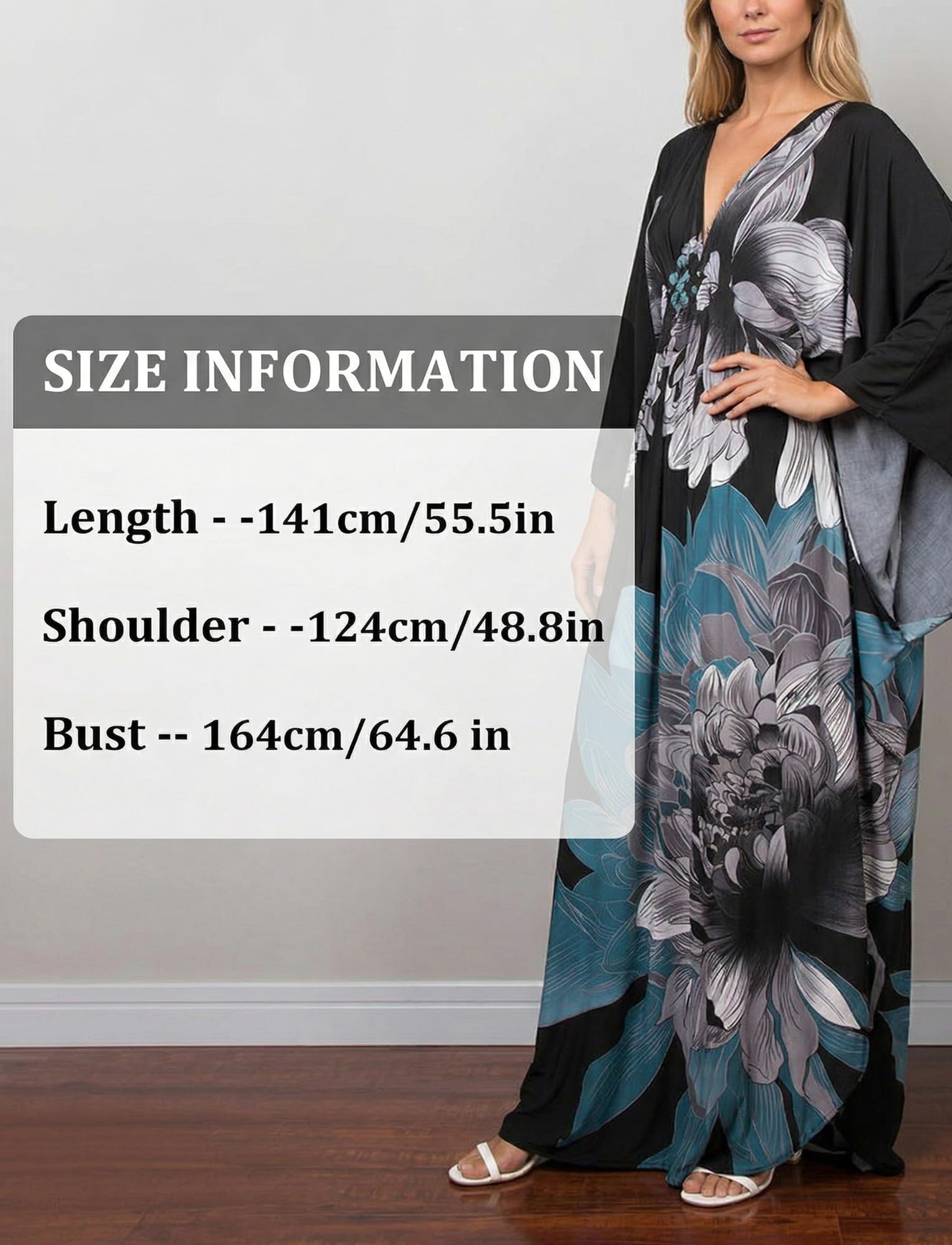 AIEOE Maillot de Bain Kimono Boho Femme Maxi Été Manteau de Plage Floral Décontracté Plus Tailles Robe Couleur 03